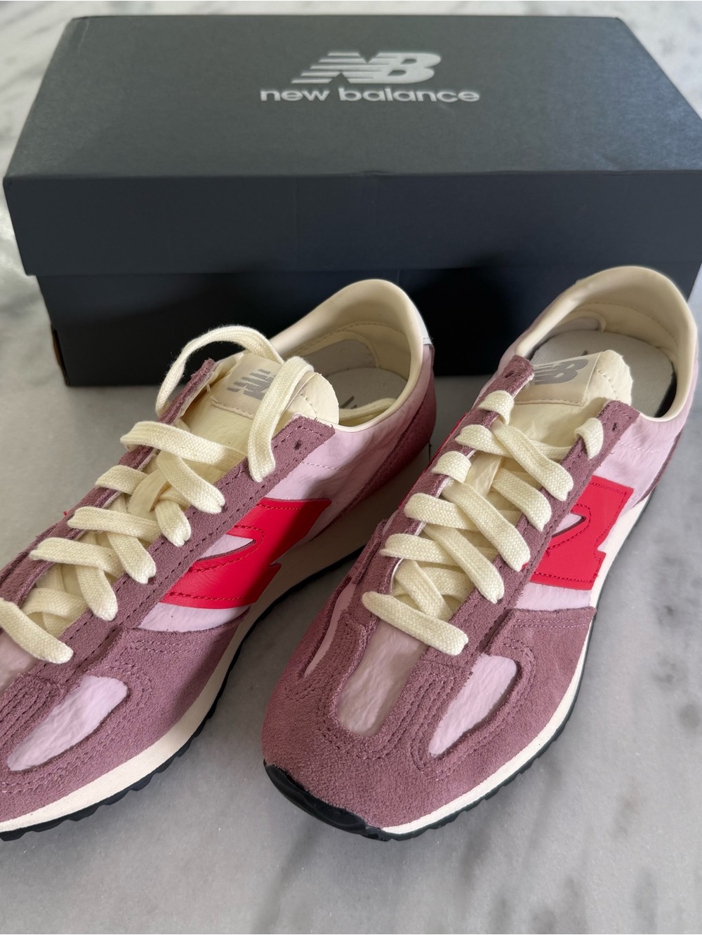 New Balance Women's Mauve Pink & Bright Red Casual Sneakers